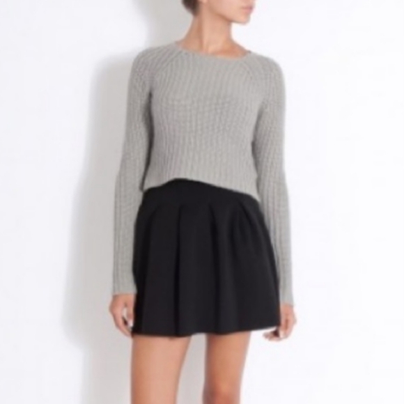 T Alexander Wang Chunky Knit Cotton Blend Gray Cropped Sweater - Picture 1 of 4